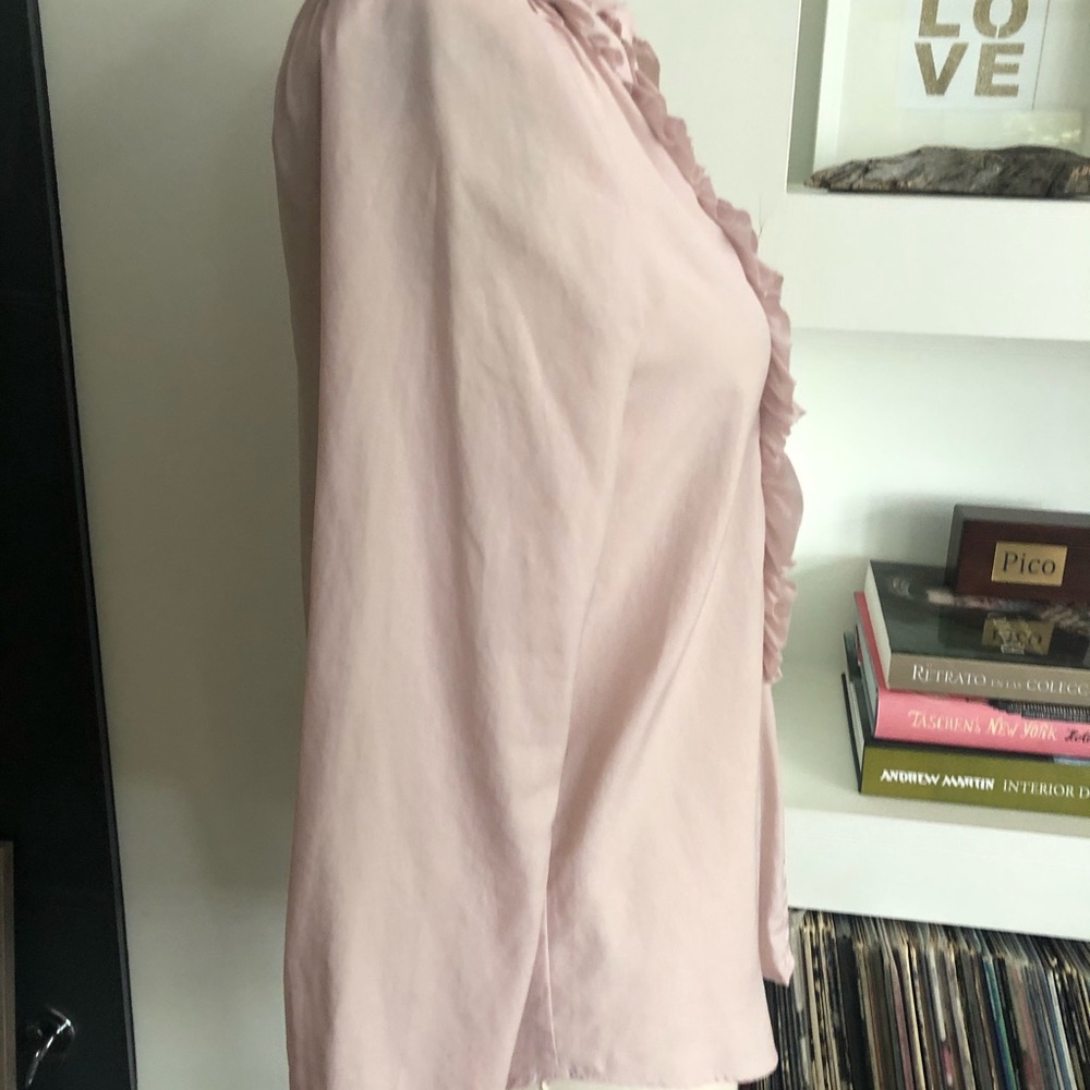 Dusty pink Zara tuxedo shirt. - Picture 5 of 6